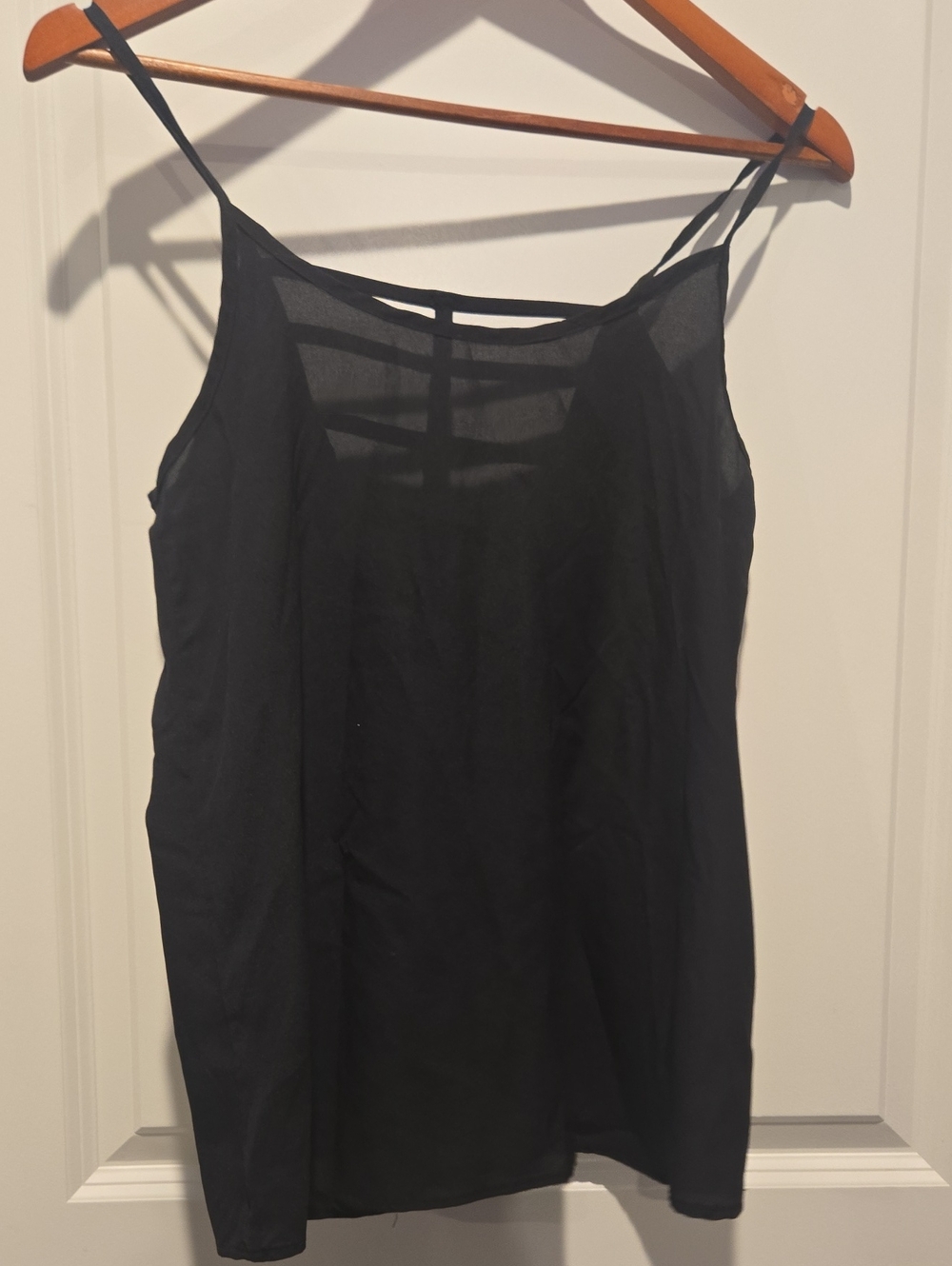 Kirra Black Sheer-Yoke Double-Strap Camisole